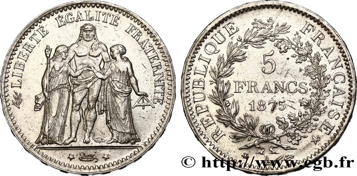 5 francs Hercule 1875 Paris F.334/14 SS 