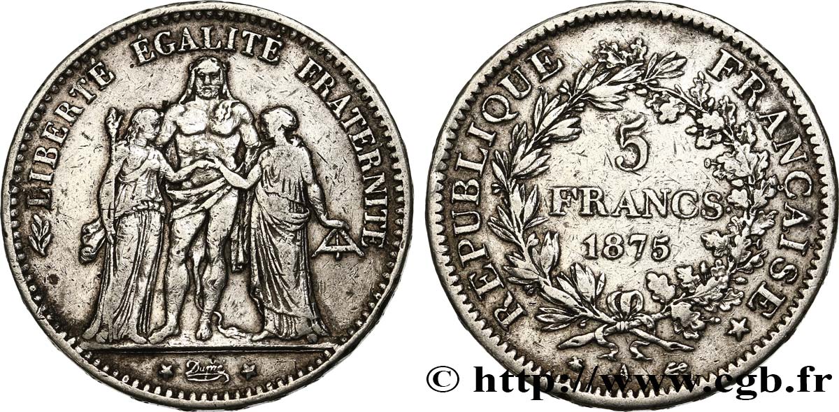 5 francs Hercule 1875 Paris F.334/14 BC 