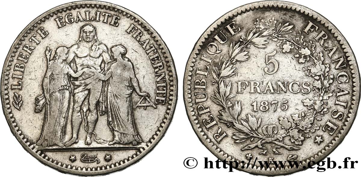 5 francs Hercule 1875 Bordeaux F.334/16 VF25 