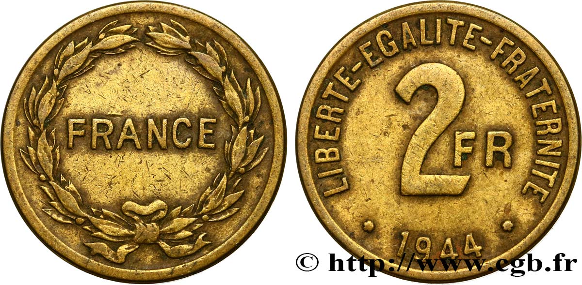2 francs France 1944  F.271/1 TB 