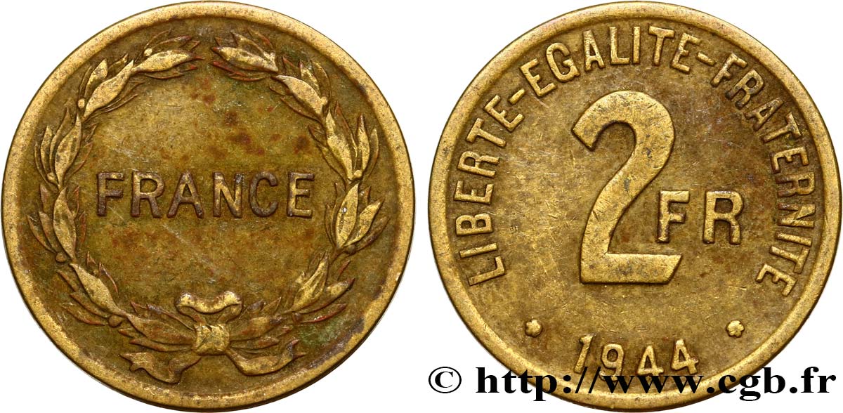 2 francs France 1944  F.271/1 VF 
