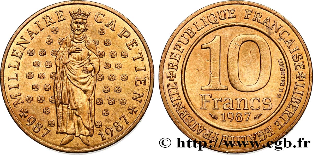 10 francs Millénaire Capétien 1987  F.371/2 SUP62 