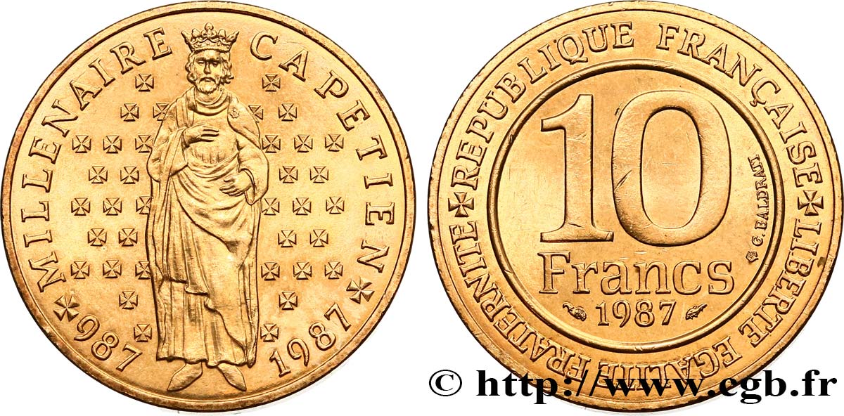 10 francs Millénaire Capétien 1987  F.371/2 VZ60 