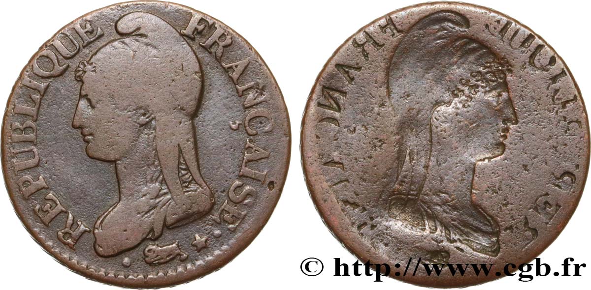 Cinq centimes Dupré, grand module, incuse du droit n.d. - F.115/- BC 