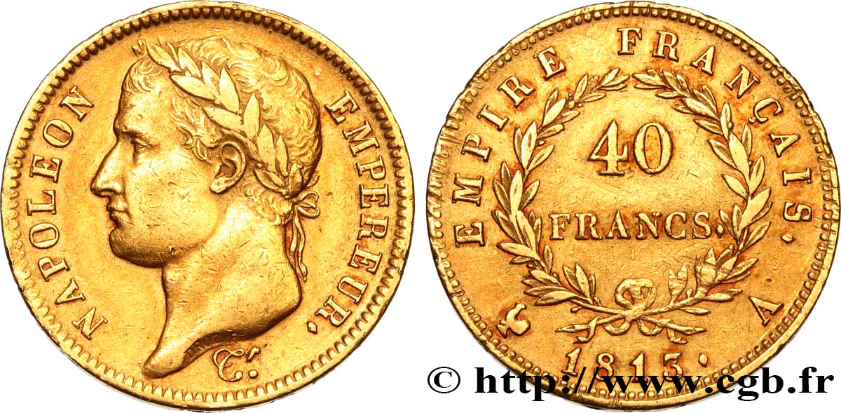 40 francs or Napoléon tête laurée, Empire français 1813 Paris F.541/11 BB45 