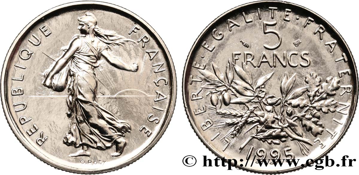 5 francs Semeuse, nickel, BU (Brillant Universel) 1995 Pessac F.341/31 FDC 