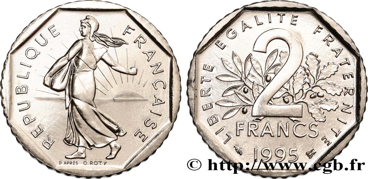 2 francs Semeuse, nickel, BU (Brillant Universel) 1995 Pessac F.272/23 ST 