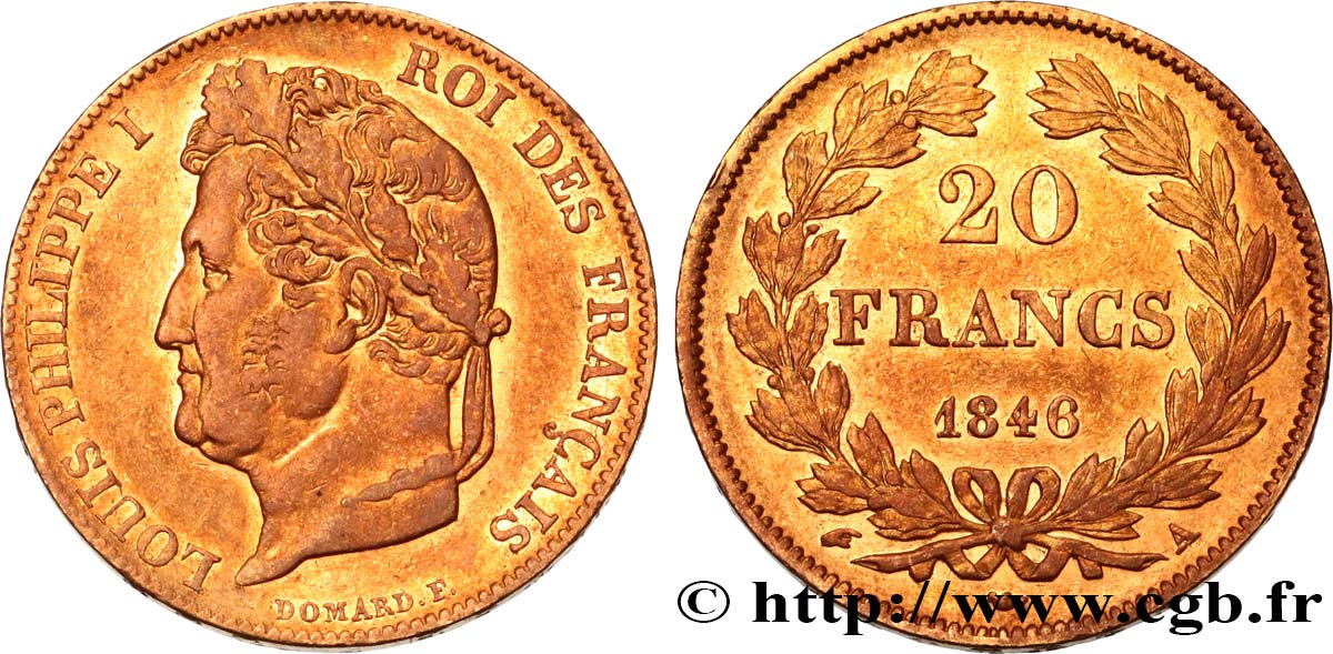 20 francs or Louis-Philippe, Domard 1846 Paris F.527/35 MBC45 