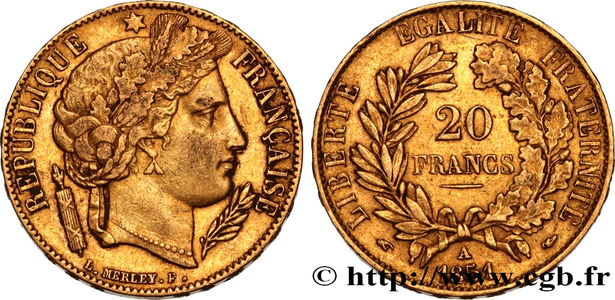20 francs or Cérès 1851 Paris F.529/4 SS45 