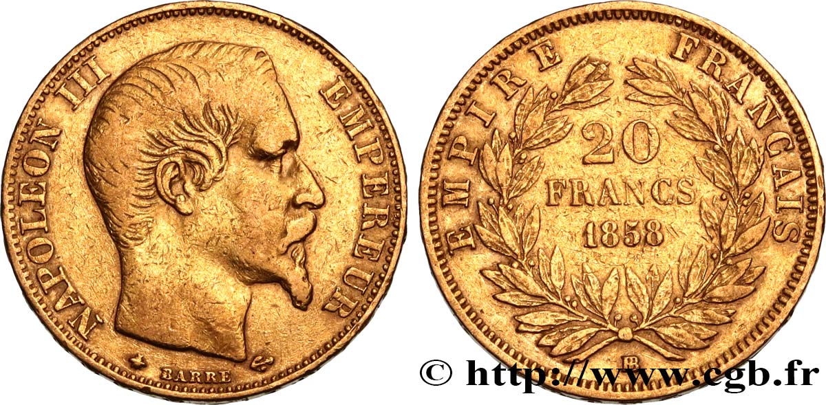 Valeur Piece 20 Francs Or Napoleon 3 1858