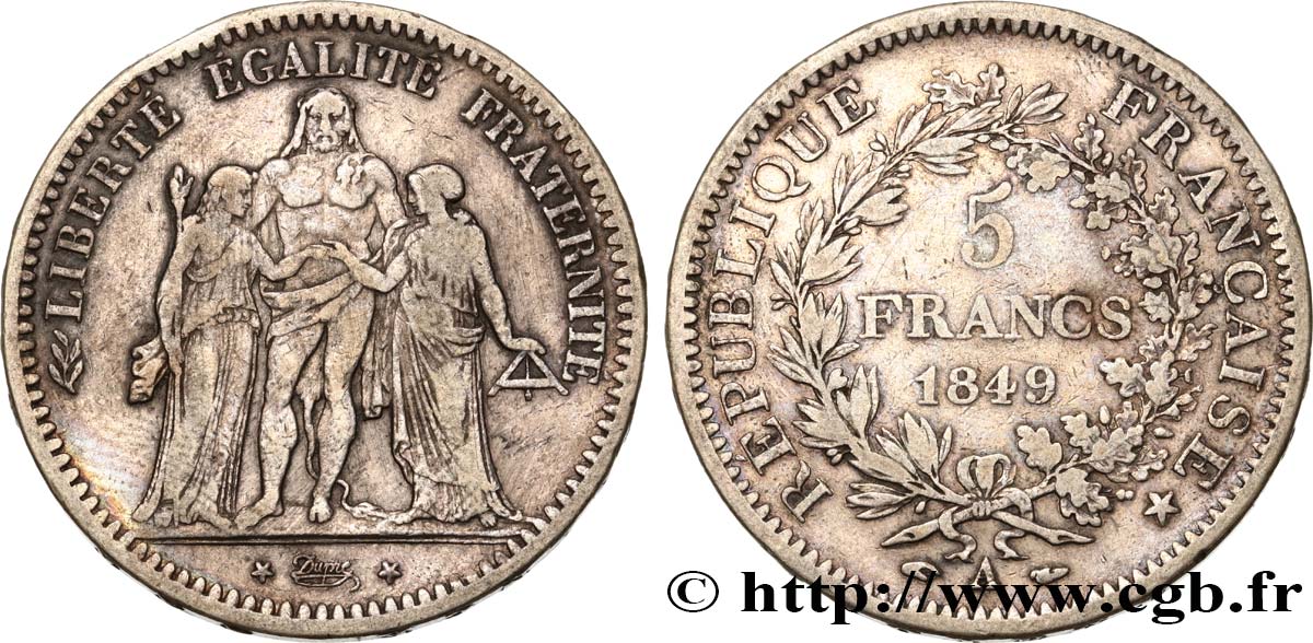 5 francs Hercule, IIe République 1849 Paris F.326/5 BC25 