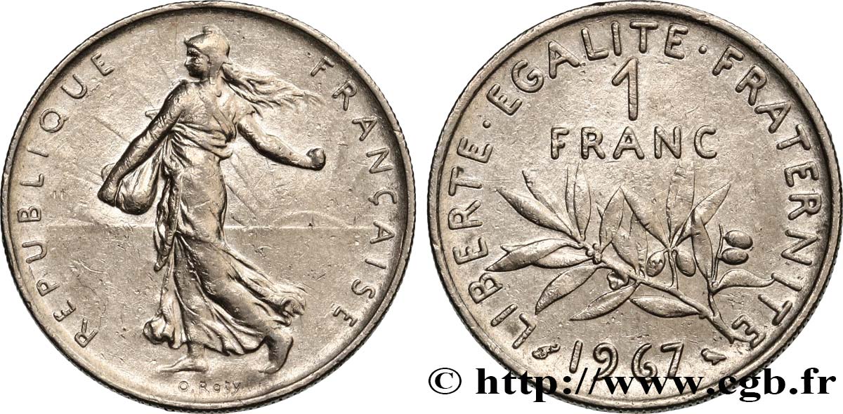 1 franc Semeuse, nickel 1967 Paris F.226/12 BB45 