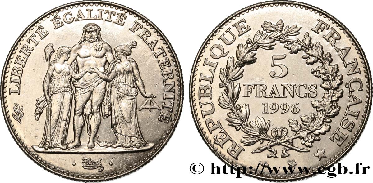 5 francs Hercule de Dupré 1996  F.346/2 EBC 