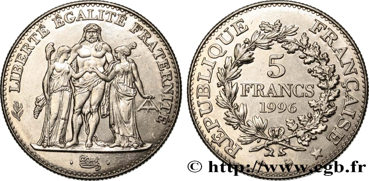 5 francs Hercule de Dupré 1996  F.346/2 AU55 