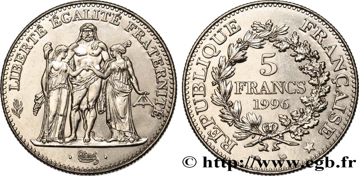 5 francs Hercule de Dupré 1996  F.346/2 MS62 