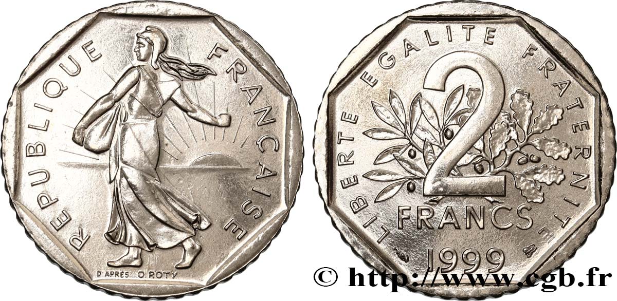2 francs Semeuse, nickel, BU (Brillant Universel) 1999 Pessac F.272/27 ST 