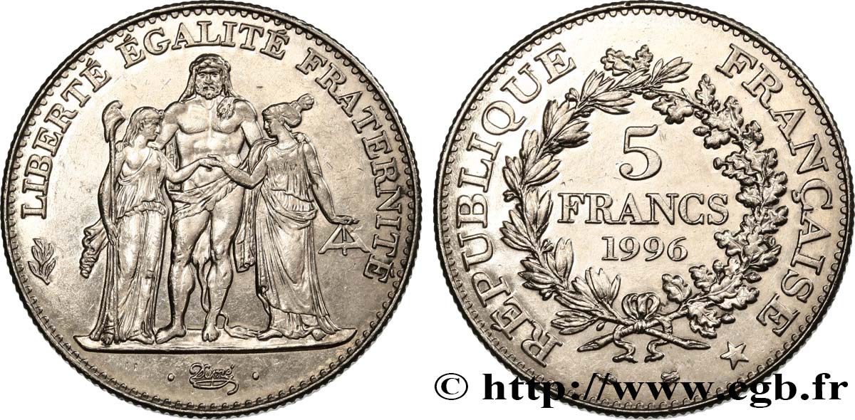 5 francs Hercule de Dupré 1996  F.346/2 SPL55 