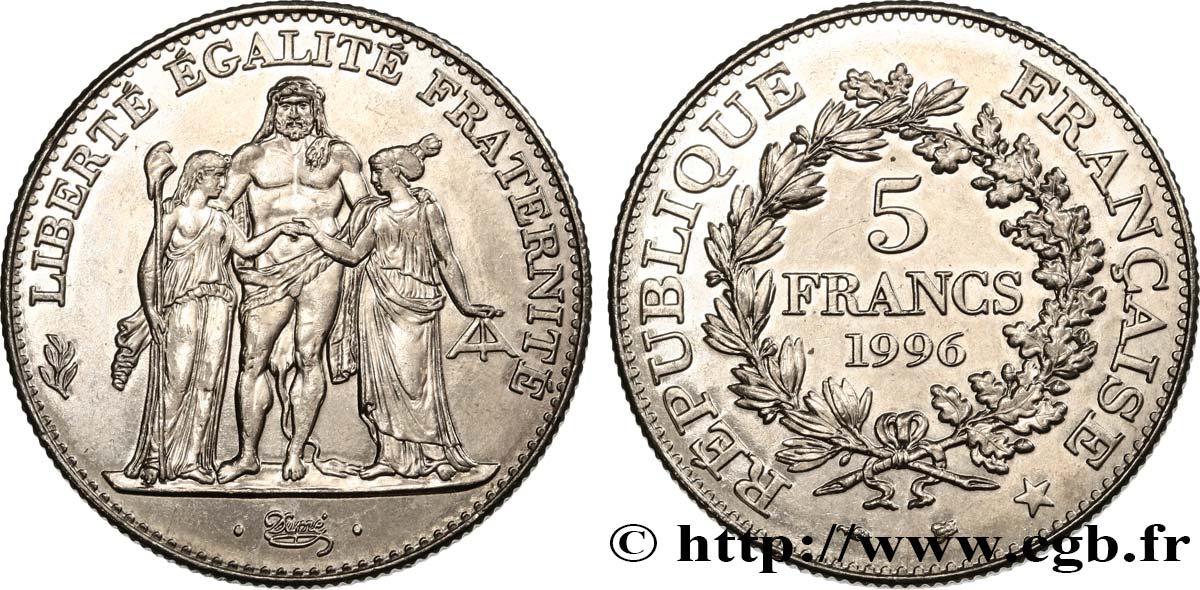 5 francs Hercule de Dupré 1996  F.346/2 MS60 