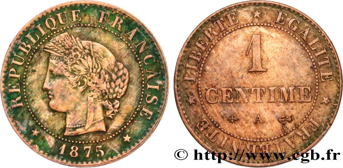 1 centime Cérès 1875 Paris F.104/4 TB 