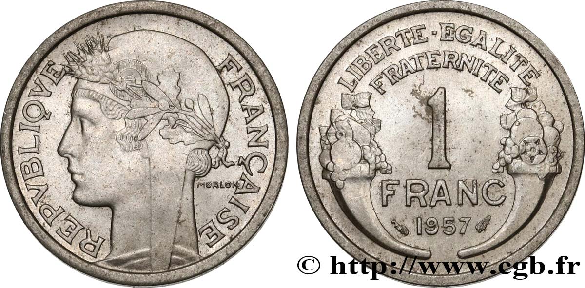 1 franc Morlon, légère 1957  F.221/19 MS60 