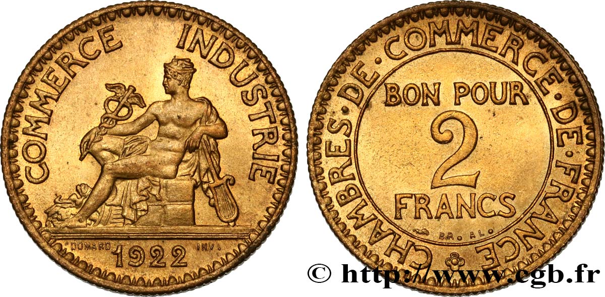 2 francs Chambres de Commerce 1922  F.267/4 MS62 