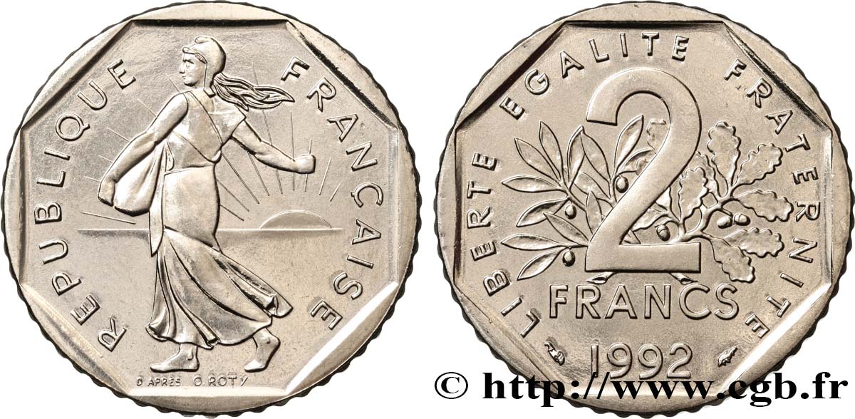 2 francs Semeuse, nickel, BU (Brillant Universel)  frappe médaille 1992 Pessac F.272/18 ST 