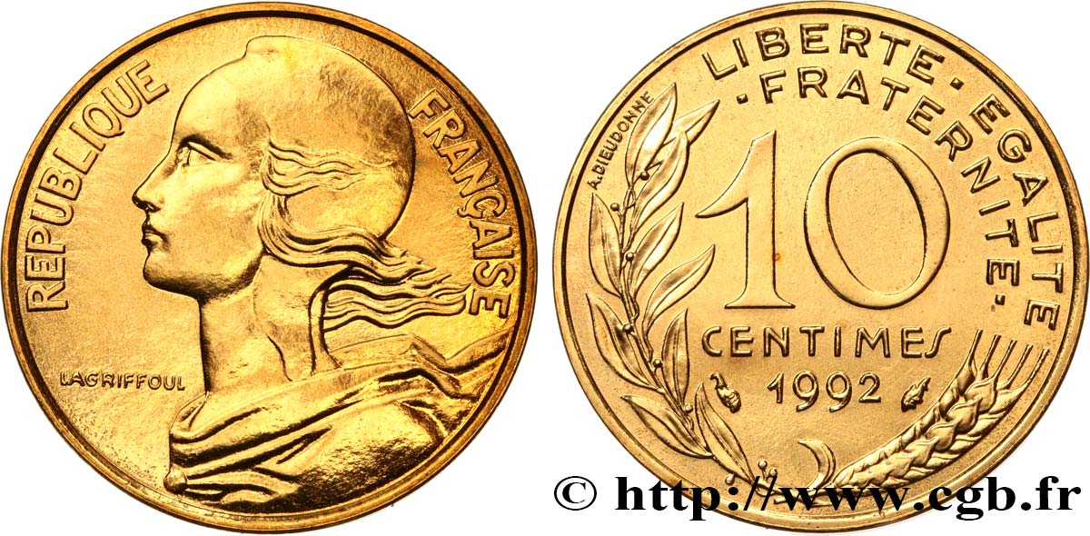 10 centimes Marianne, BU (Brillant Universel), frappe médaille 1992 Pessac F.144/34 MS 