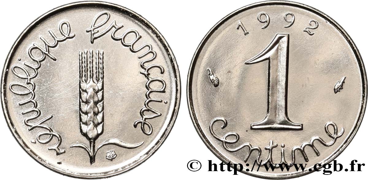 1 centime Épi, BU (Brillant Universel), frappe médaille 1992 Pessac F.106/51 MS 