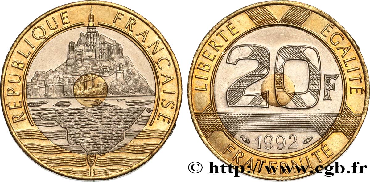 20 francs Mont Saint-Michel 1992 Pessac F.403/2 AU58 