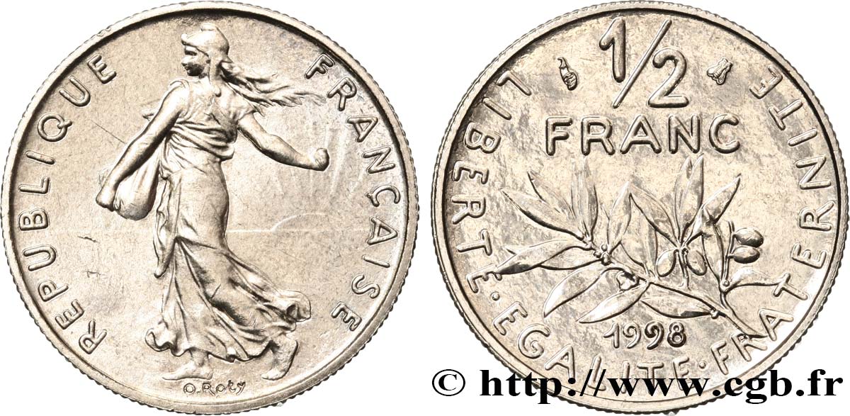 1/2 franc Semeuse, BU (Brillant Universel) 1998 Pessac F.198/41 ST 