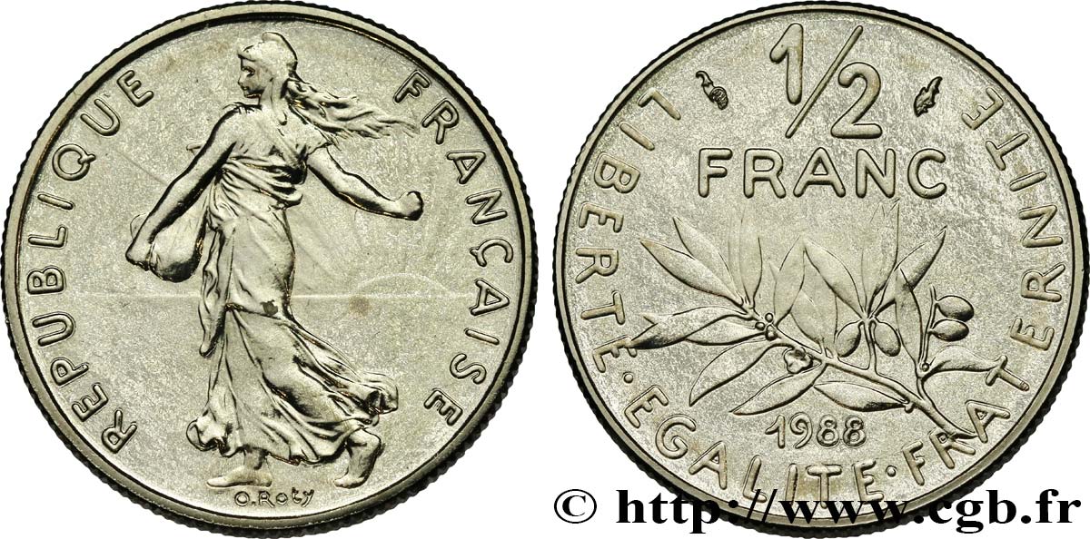 1/2 franc Semeuse 1988 Pessac F.198/27 MS 