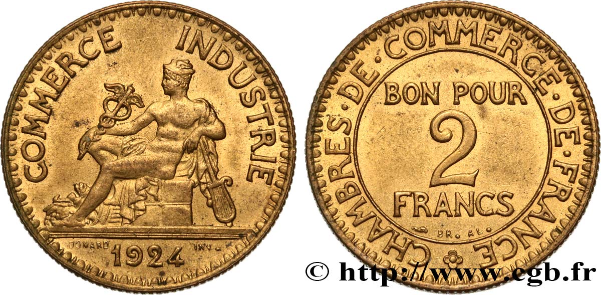 2 francs Chambres de Commerce 1924  F.267/6 VZ61 