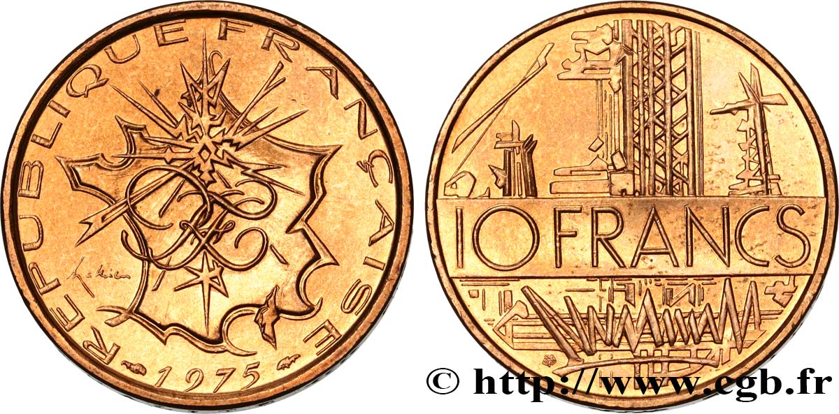 10 francs Mathieu 1975 Pessac F.365/3 MS63 