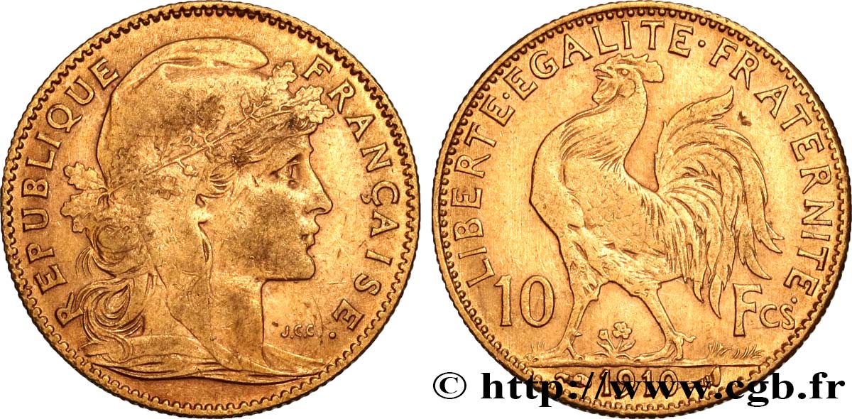 10 francs or Coq 1910 Paris F.509/11 TTB 