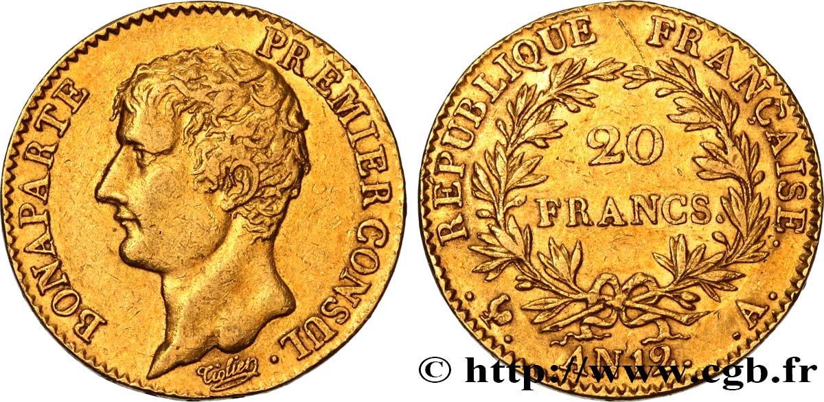 20 francs or Bonaparte Premier Consul 1804 Paris F.510/2 XF48 