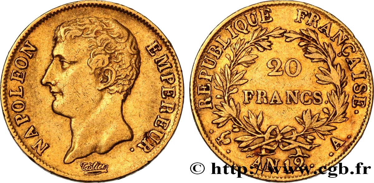 20 francs or Napoléon Empereur, buste intermédiaire 1804 Paris F.511/1 TTB40 