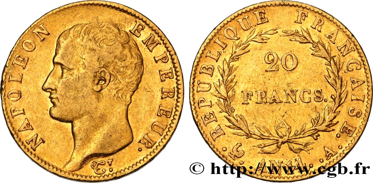 20 francs or Napoléon tête nue, Calendrier révolutionnaire 1805 Paris F.512/5 BB45 