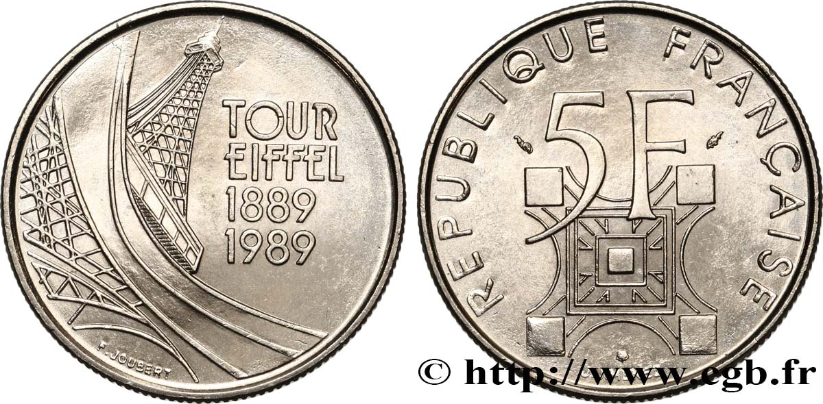5 francs Tour Eiffel 1989  F.342/2 MS62 