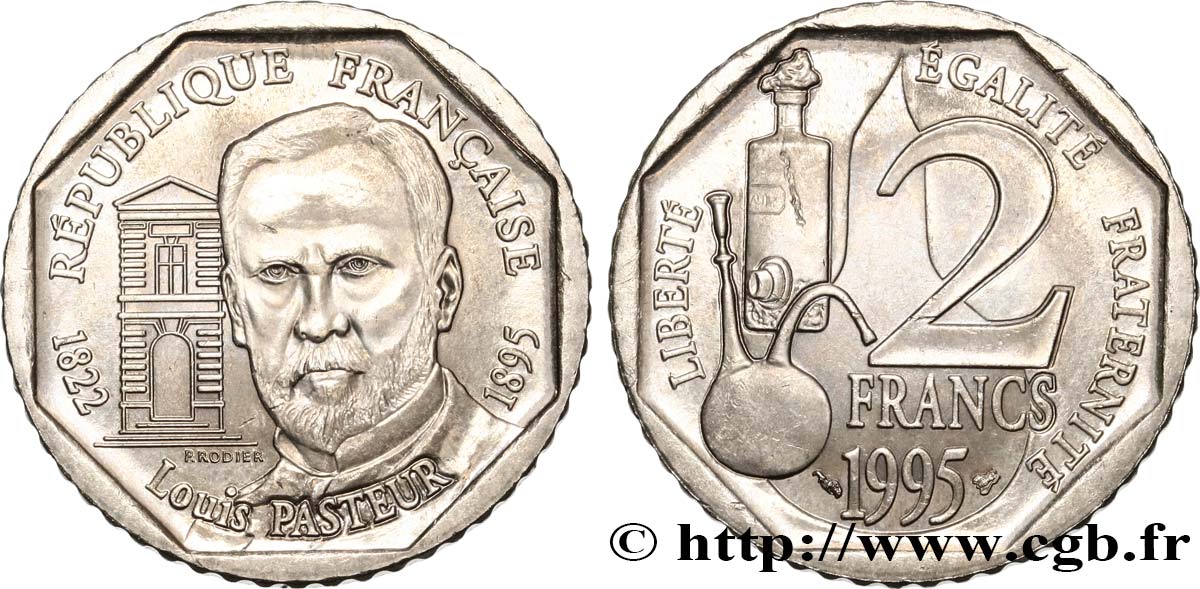 2 francs Louis Pasteur 1995 Pessac F.274/2 MS60 