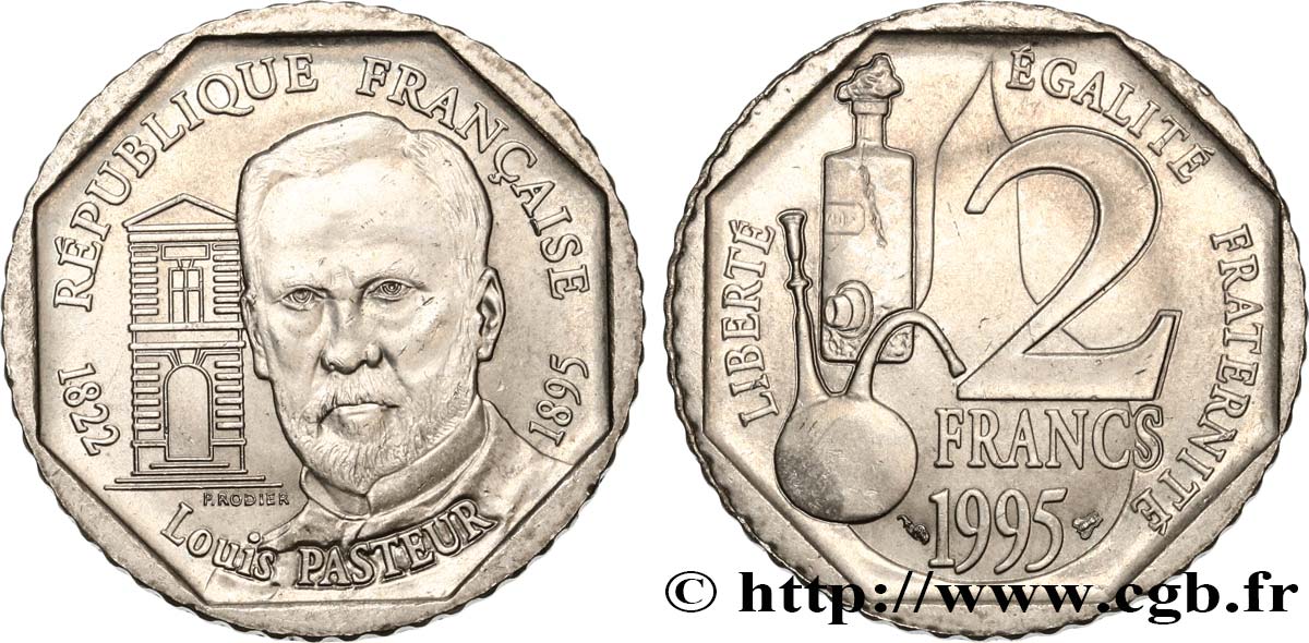 2 francs Louis Pasteur 1995 Pessac F.274/2 AU58 
