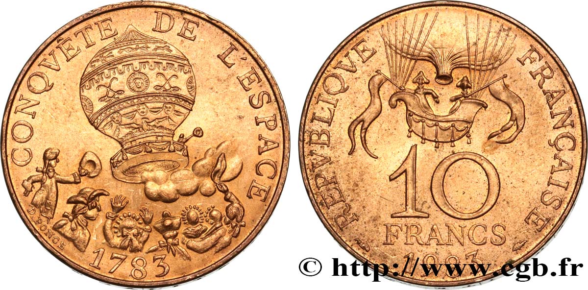 10 francs Conquête de l’Espace 1983  F.367/2 EBC55 