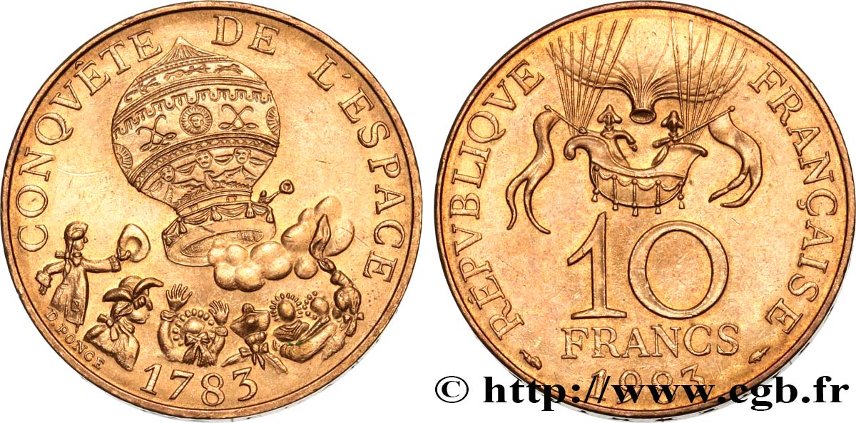 10 francs Conquête de l’Espace 1983  F.367/2 AU52 