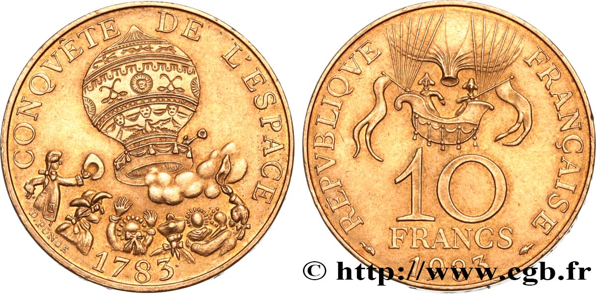 10 francs Conquête de l’Espace 1983  F.367/2 AU52 