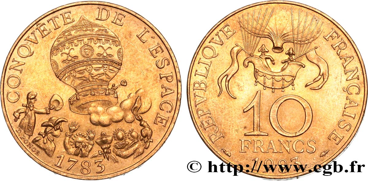 10 francs Conquête de l’Espace 1983  F.367/2 TTB52 