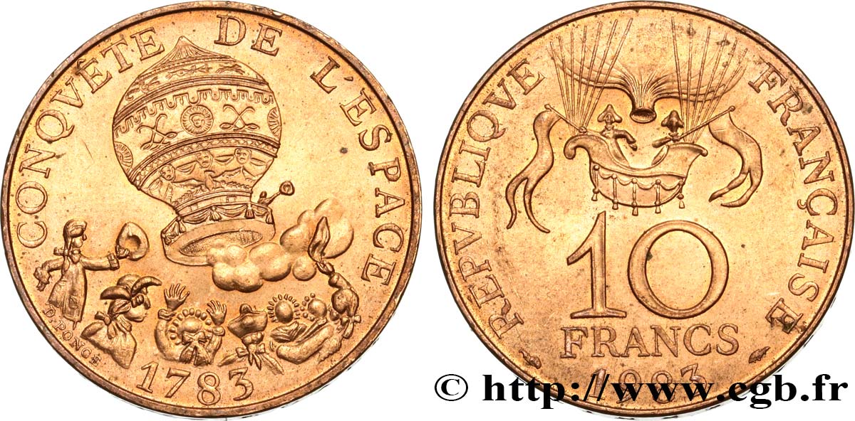 10 francs Conquête de l’Espace 1983  F.367/2 SUP55 