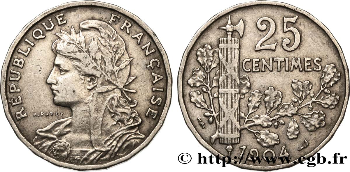 25 centimes Patey, 2e type 1904  F.169/2 BB40 