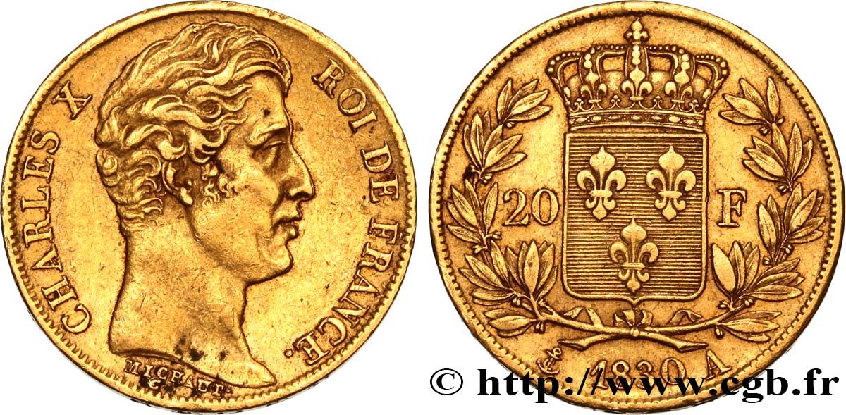 20 francs or Charles X 1830 Paris F.520/12 TTB45 