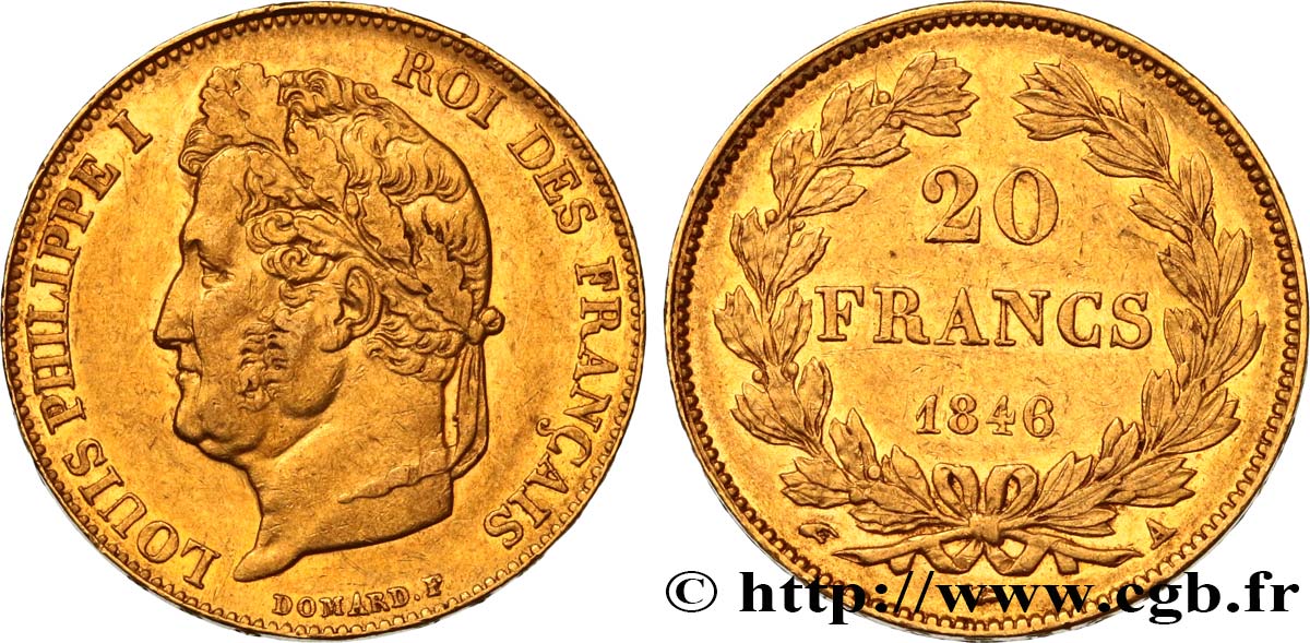 20 francs or Louis-Philippe, Domard 1846 Paris F.527/35 MBC48 