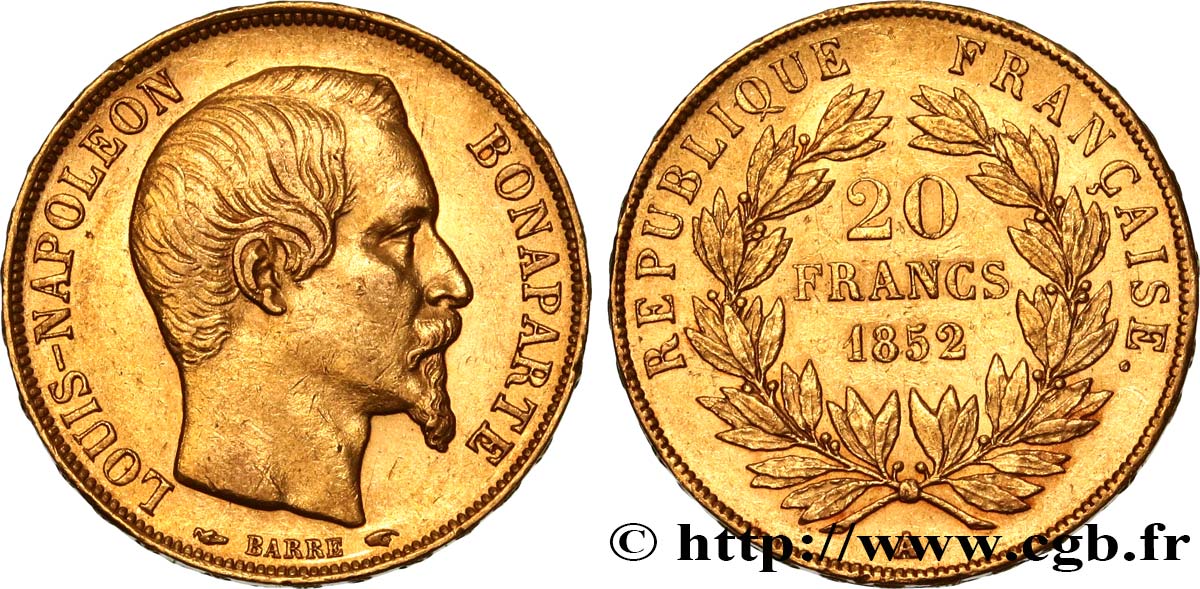 20 francs or Louis-Napoléon 1852 Paris F.530/1 SUP55 