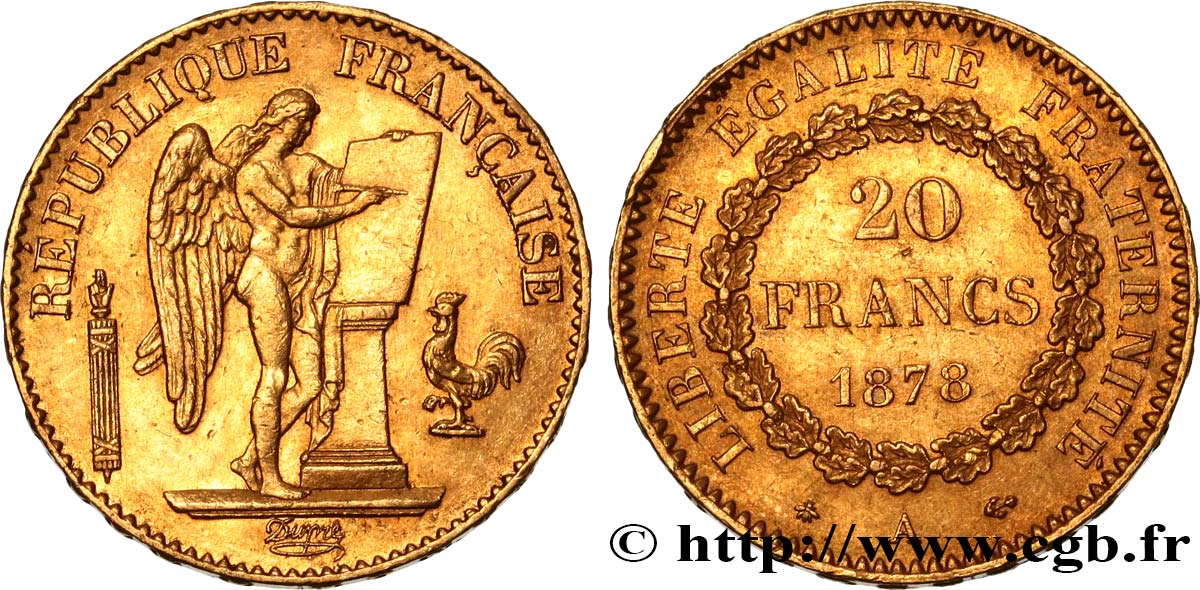 20 francs or Génie, IIIe République 1878 Paris F.533/6 TTB52 